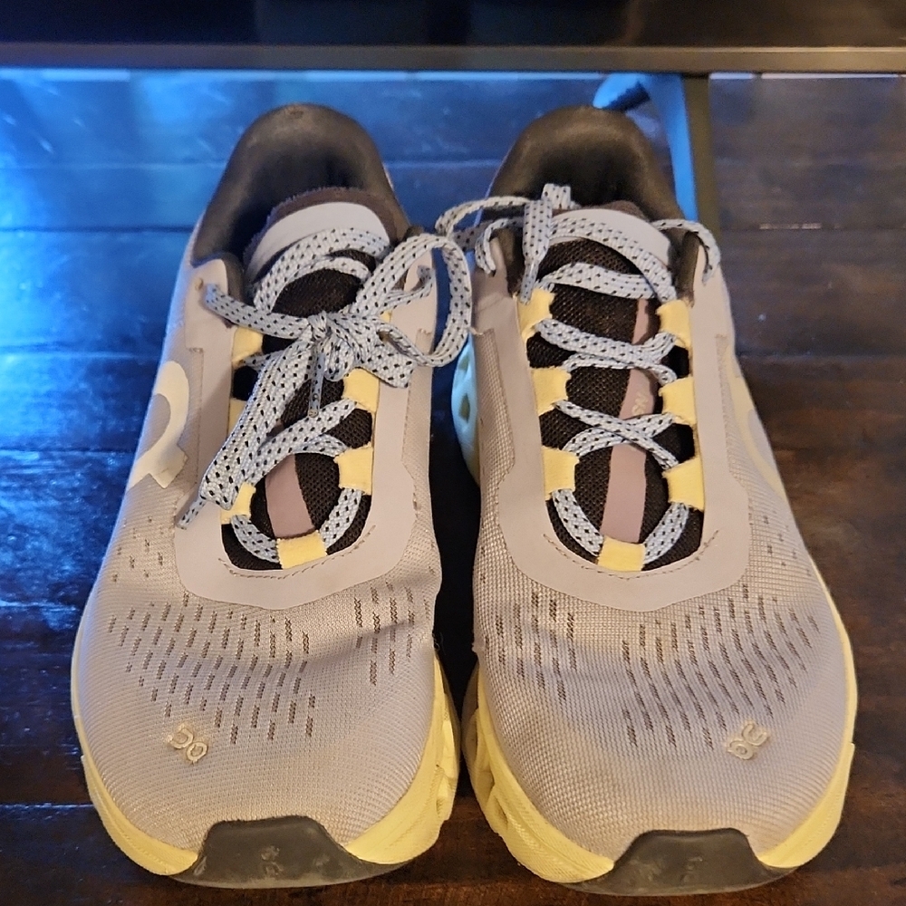 On Running Shoes in Light Gray and Soft Yellow